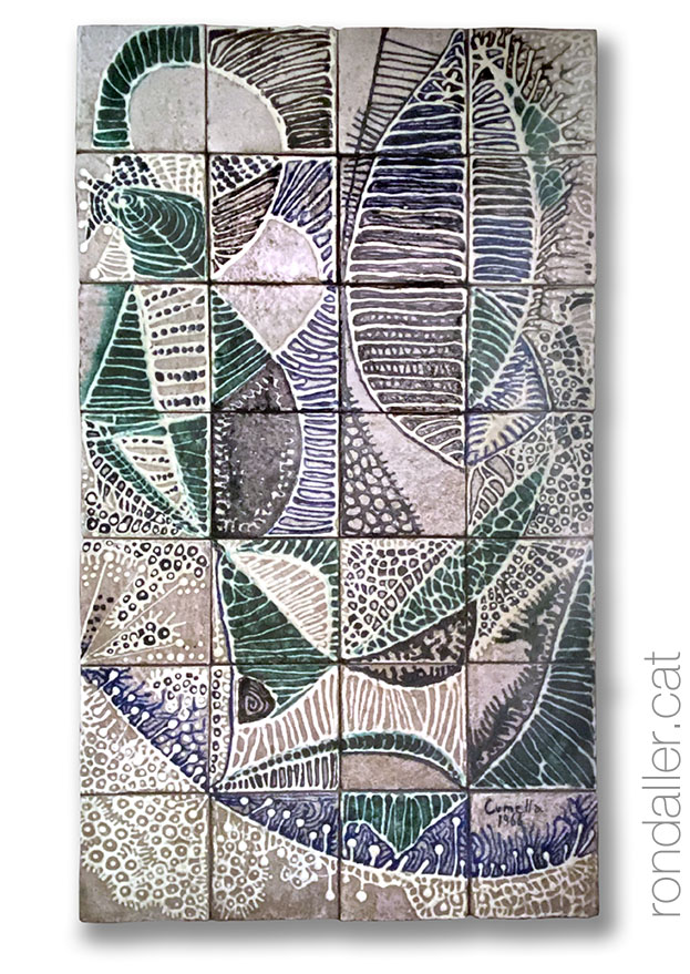 Mosaics dAntoni Cumella a la botiga Barbany de Granollers.