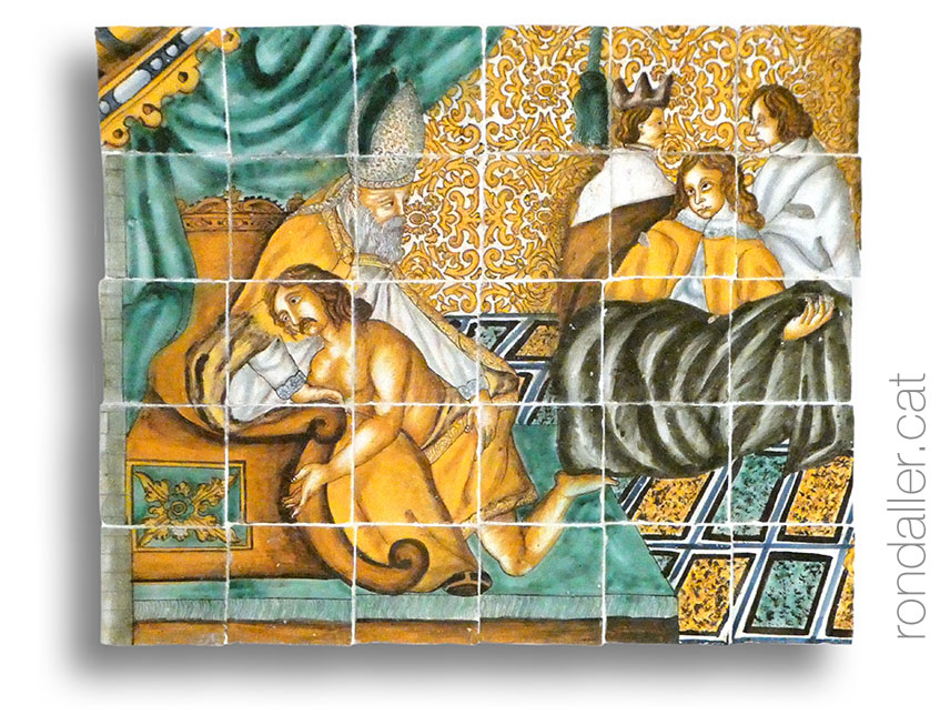 Plafons ceràmics de Sant Francesc de Terrassa. Detall.